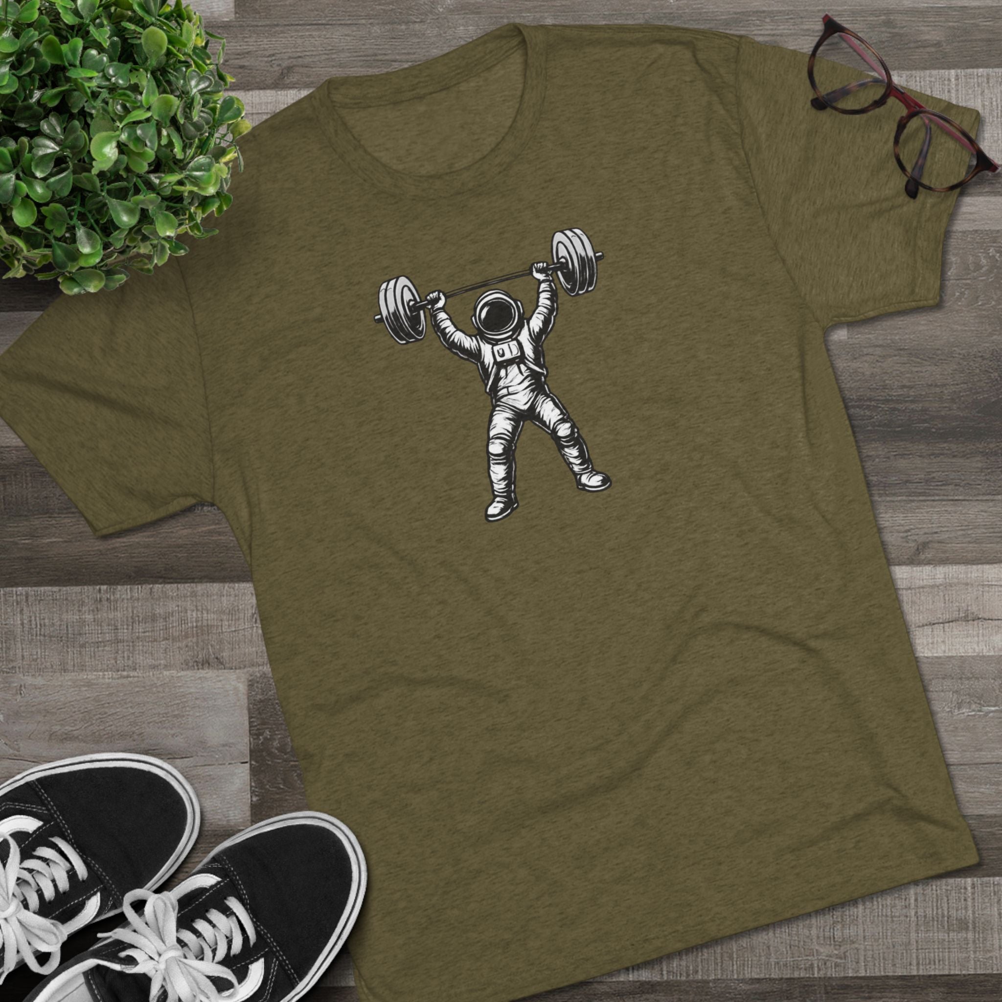 Astronaut Weightlifter Tee — Gym Star Performance Fitness Shirt