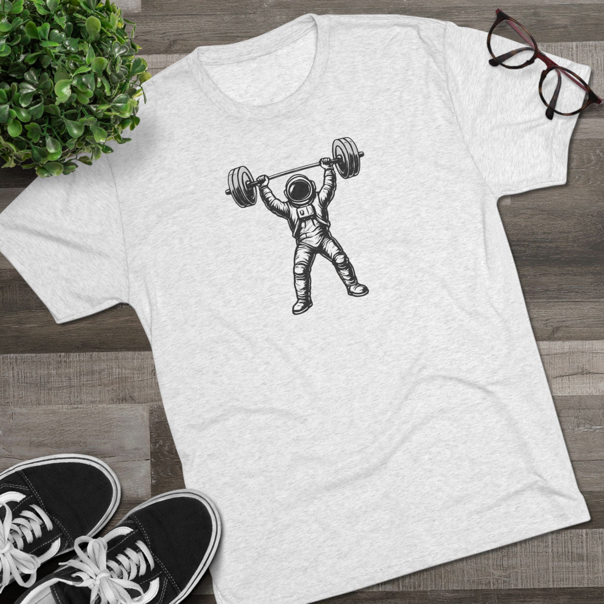 Astronaut Weightlifter Tee — Gym Star Performance Fitness Shirt