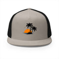 Trucker Cap — Sunset Palm Island Embroidered Beach Hat