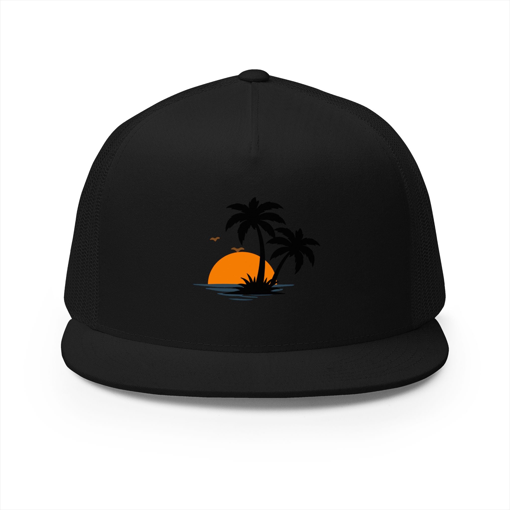 Trucker Cap — Sunset Palm Island Embroidered Beach Hat