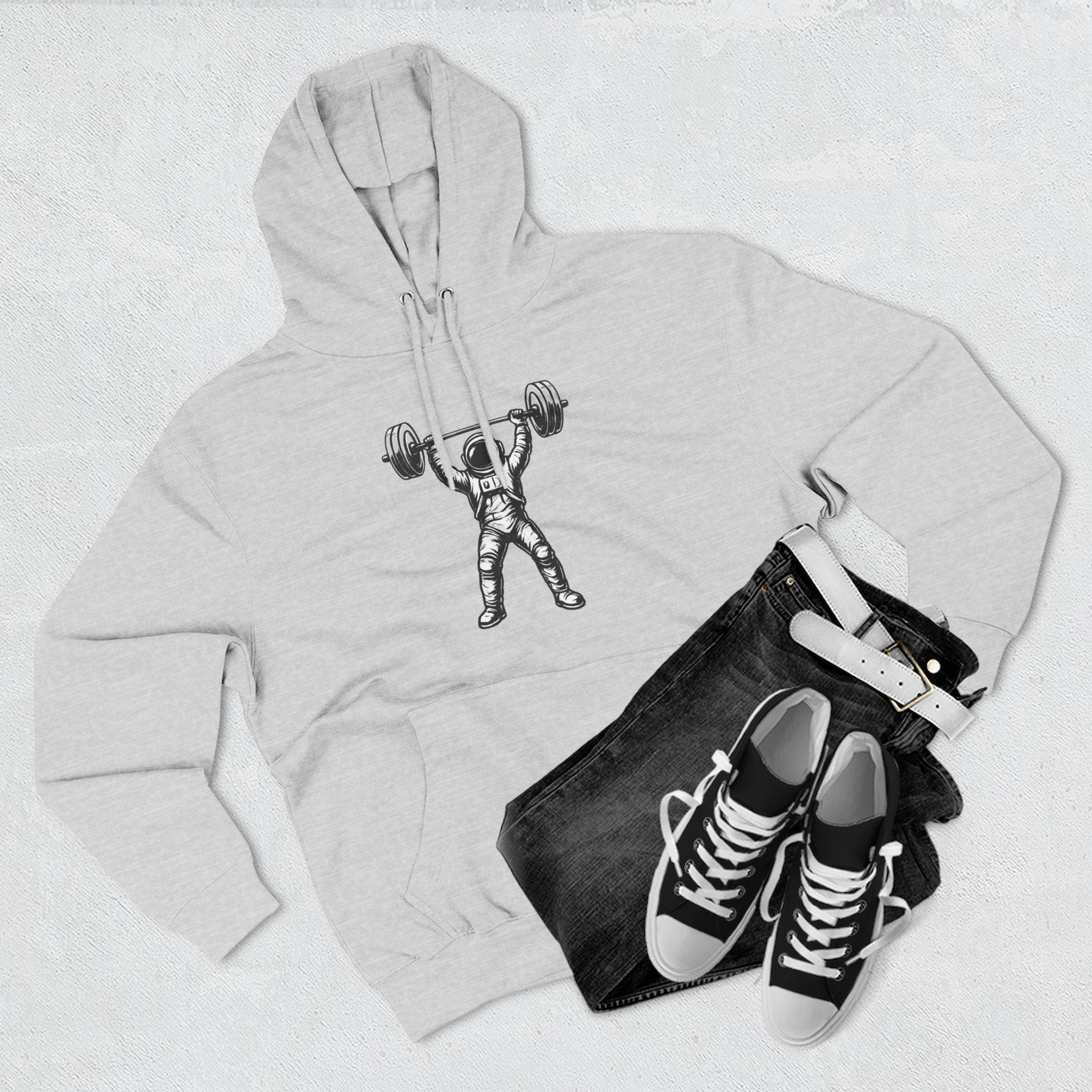 Gym Astronaut Weightlifting Hoodie — Fitness Space Weightlifter Pullover
