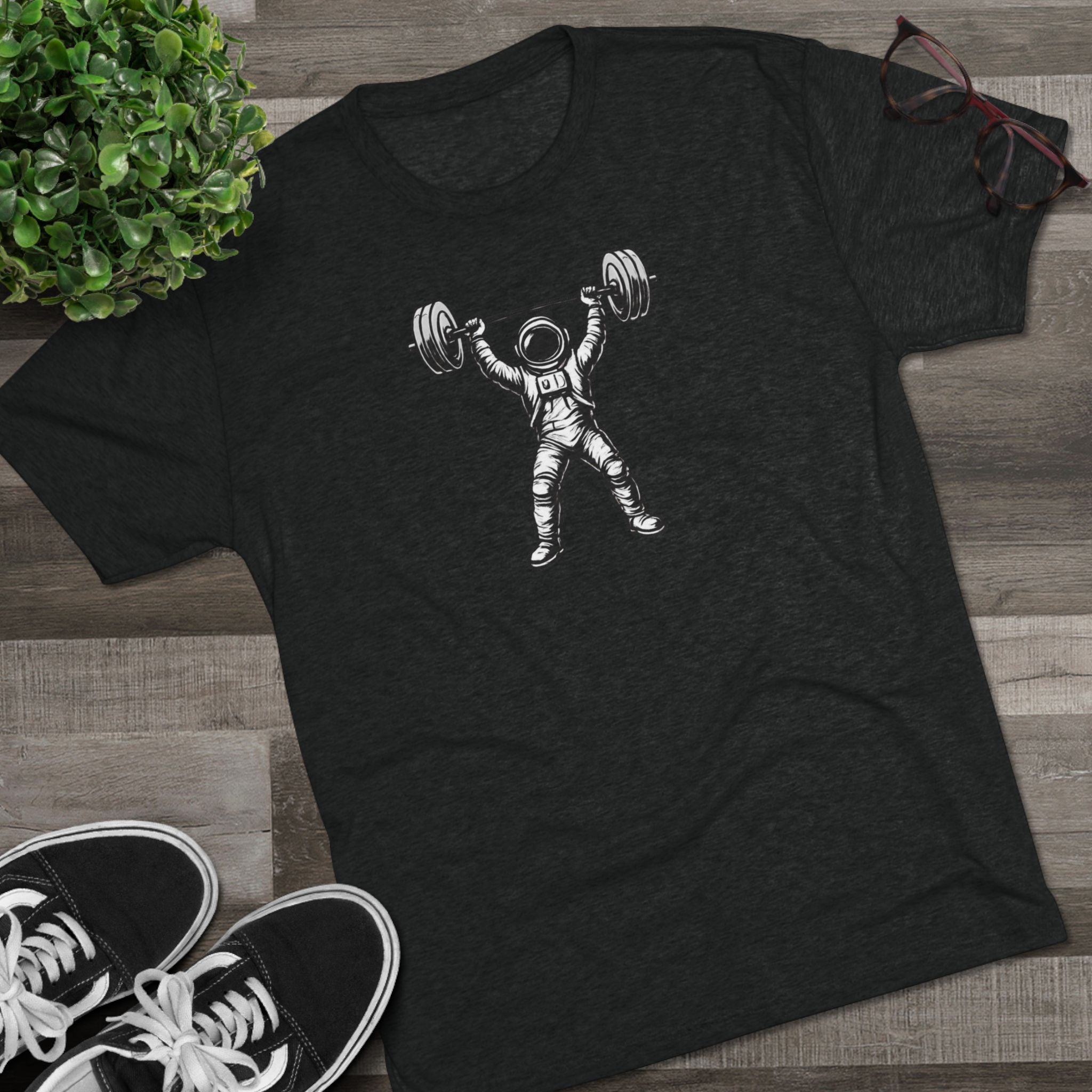 Astronaut Weightlifter Tee — Gym Star Performance Fitness Shirt