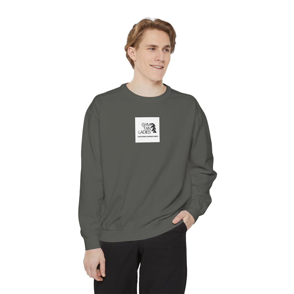 Mens Gym Tan Sweatshirt Logo Crewneck