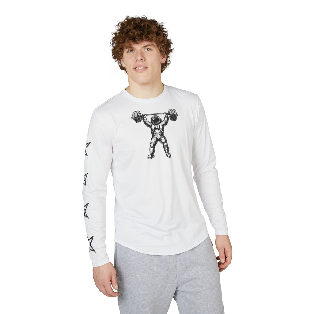 Camiseta de manga larga con protección UV Gym Astronauta — Gráfico espacial para levantamiento de pesas