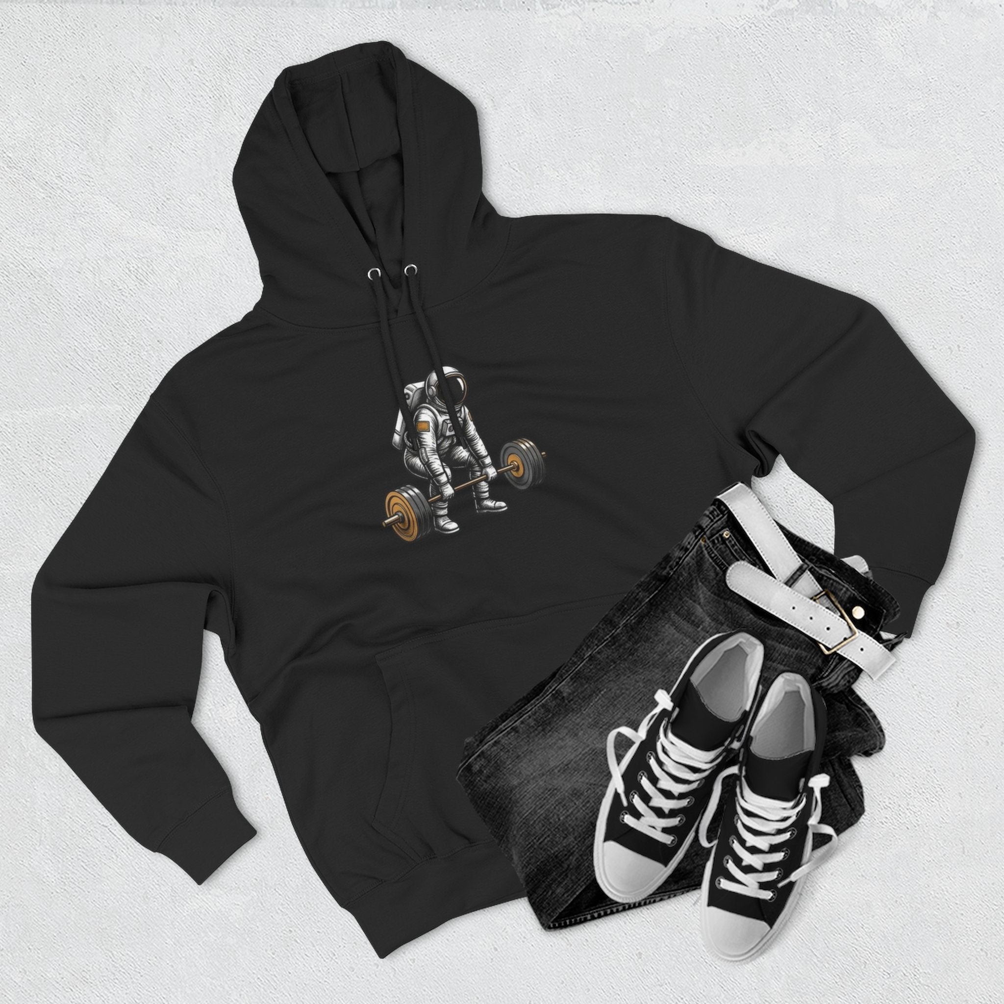 Fitness Hoodie — Barbell Deadlift Graphic Pullover (Pulse Fitness 55 Logo)