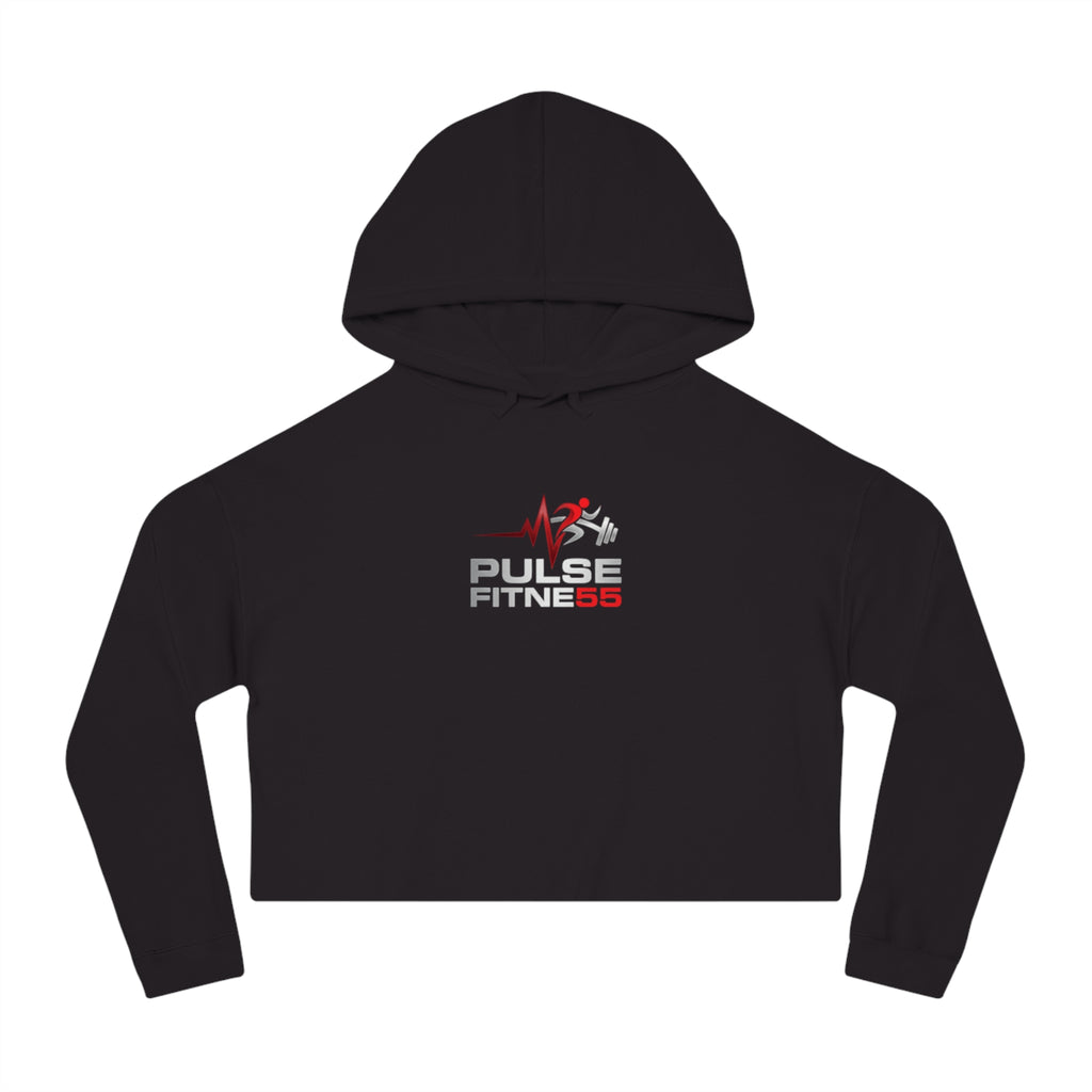Pulse Fitne55 Women’s Cropped Hoodie — Athletic Logo Crop Top for Gym & Casual Wear