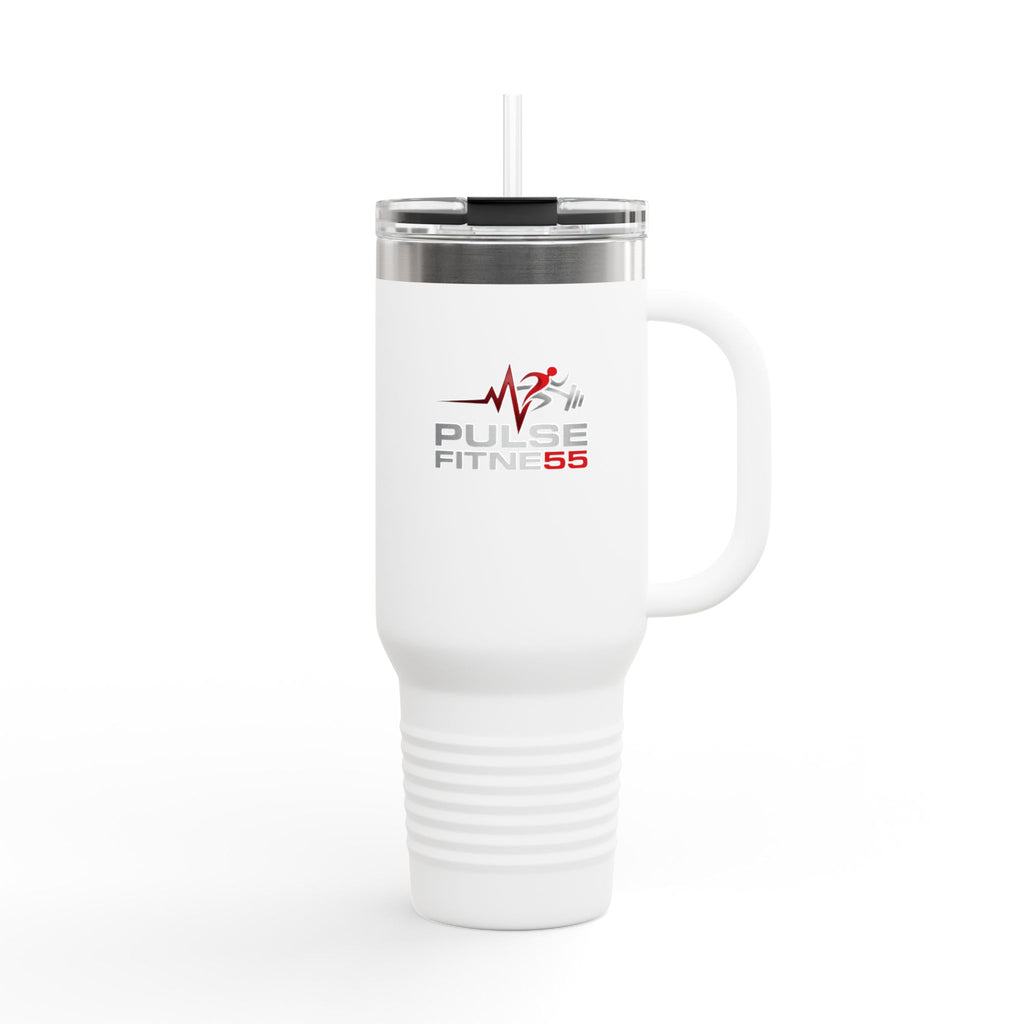 40oz Insulated Travel Mug — Pulse Fitness Logo Stainless Steel Tumbler with Straw