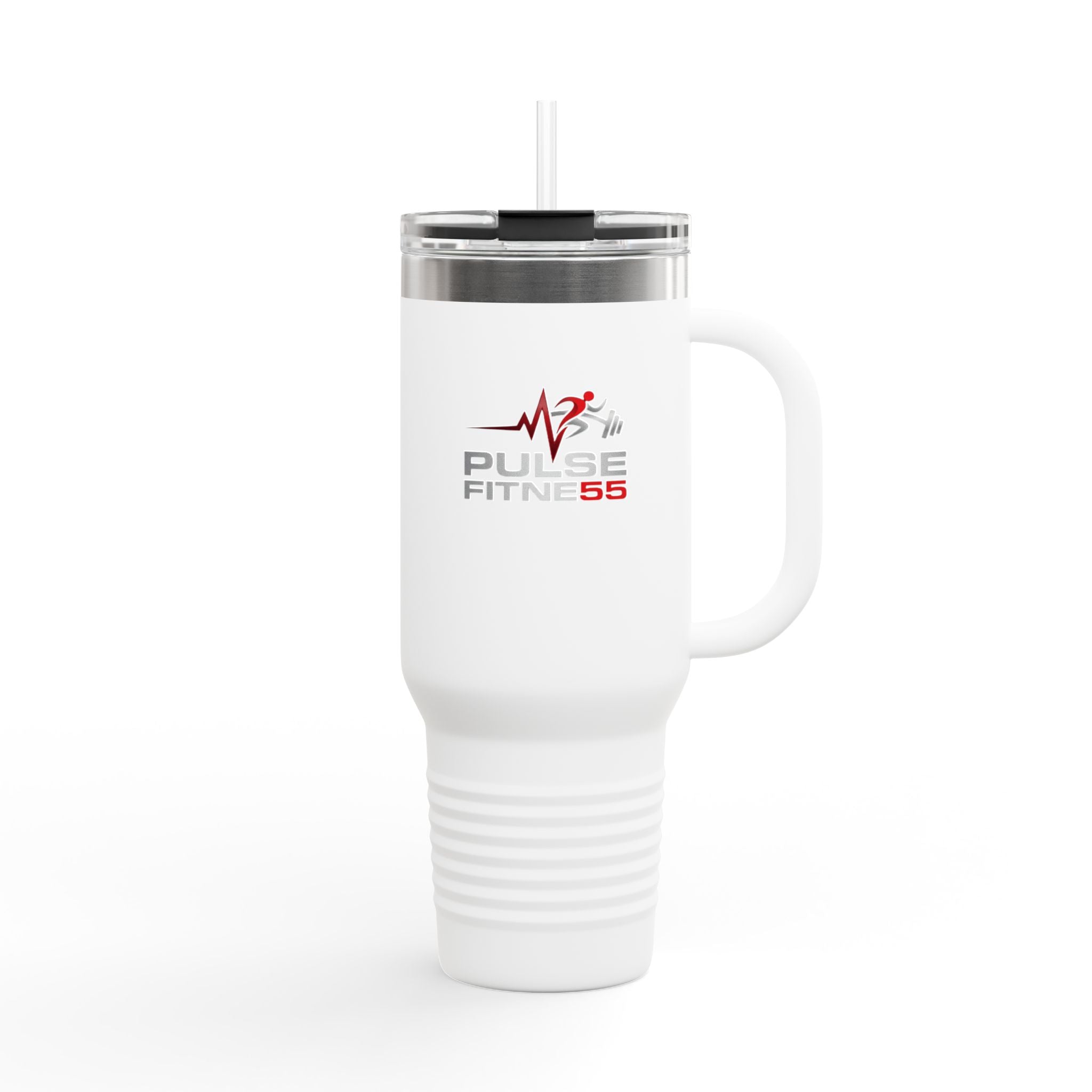 40oz Insulated Travel Mug — Pulse Fitness Logo Stainless Steel Tumbler with Straw