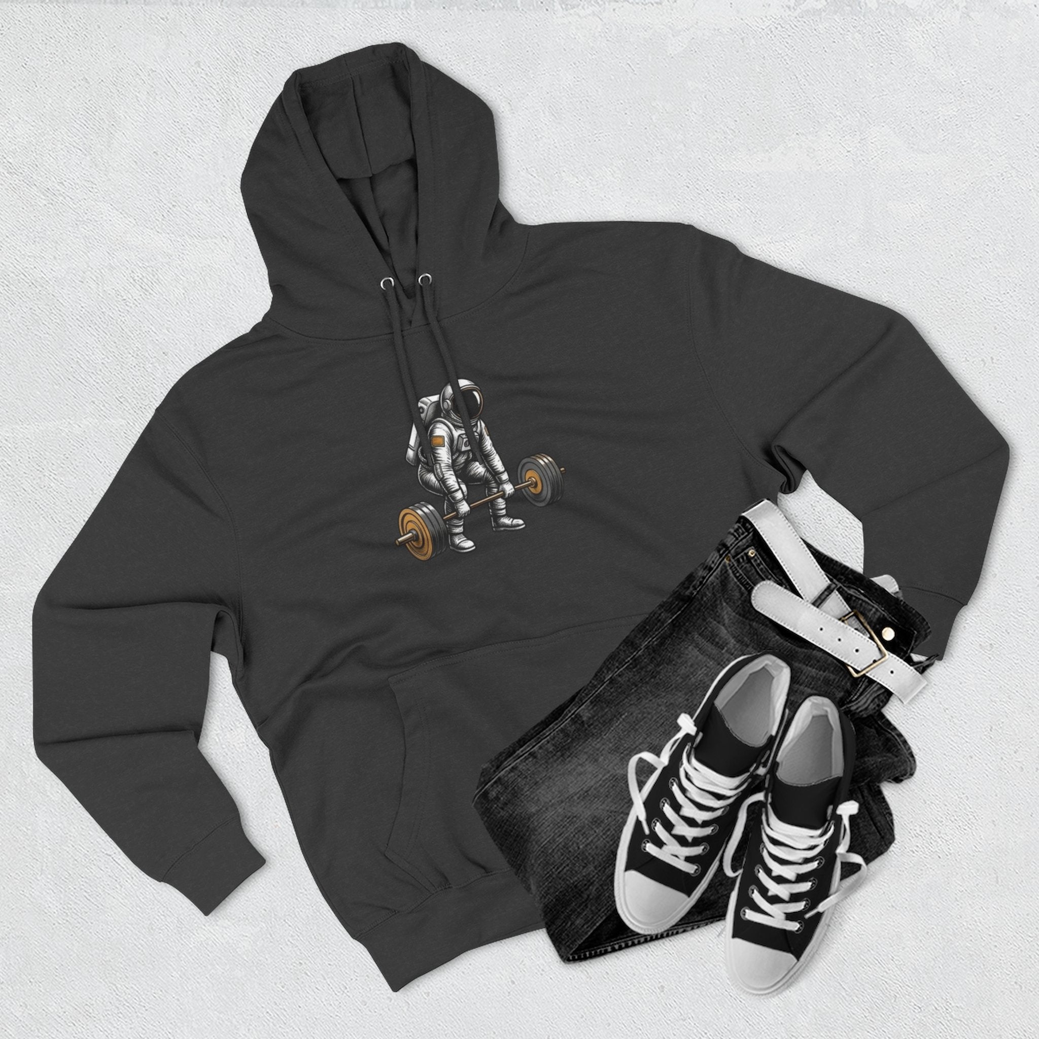 Fitness Hoodie — Barbell Deadlift Graphic Pullover (Pulse Fitness 55 Logo)