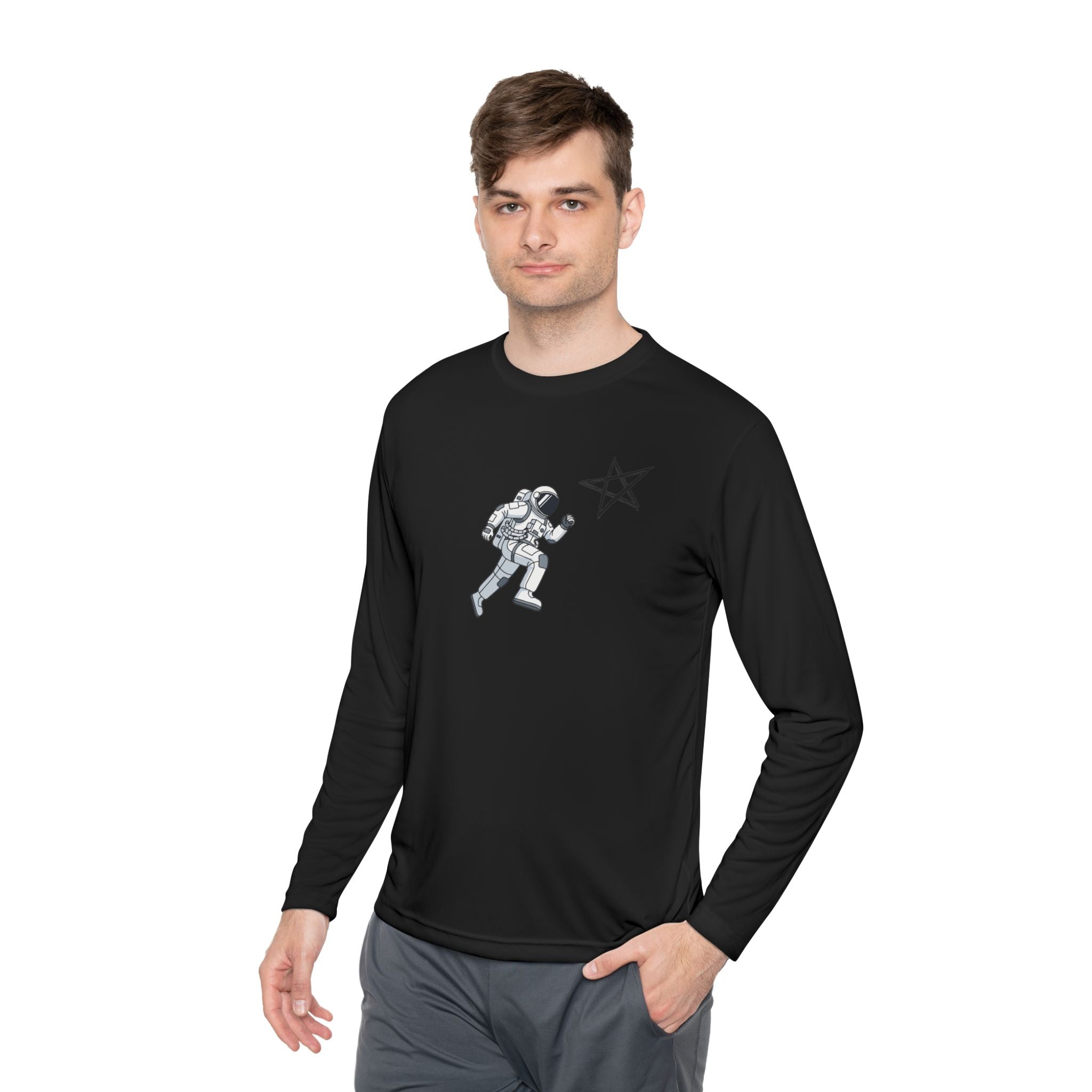 Astronaut Star Long Sleeve Tee — 'GinaStar' Graphic Performance Tee