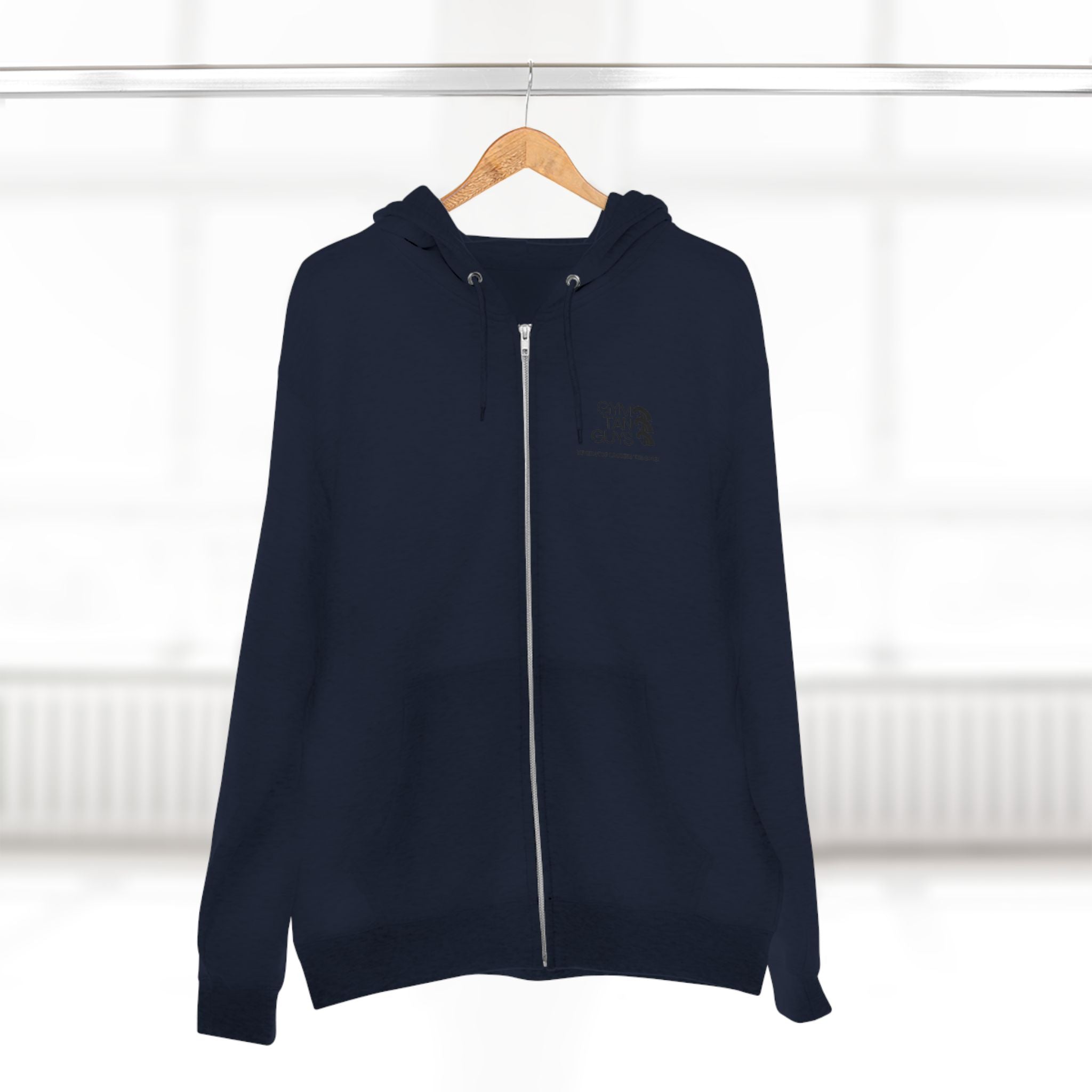 Pulse Fitne55 Gym Tan Zip Hoodie — "Never Stop Looking This Good" logo