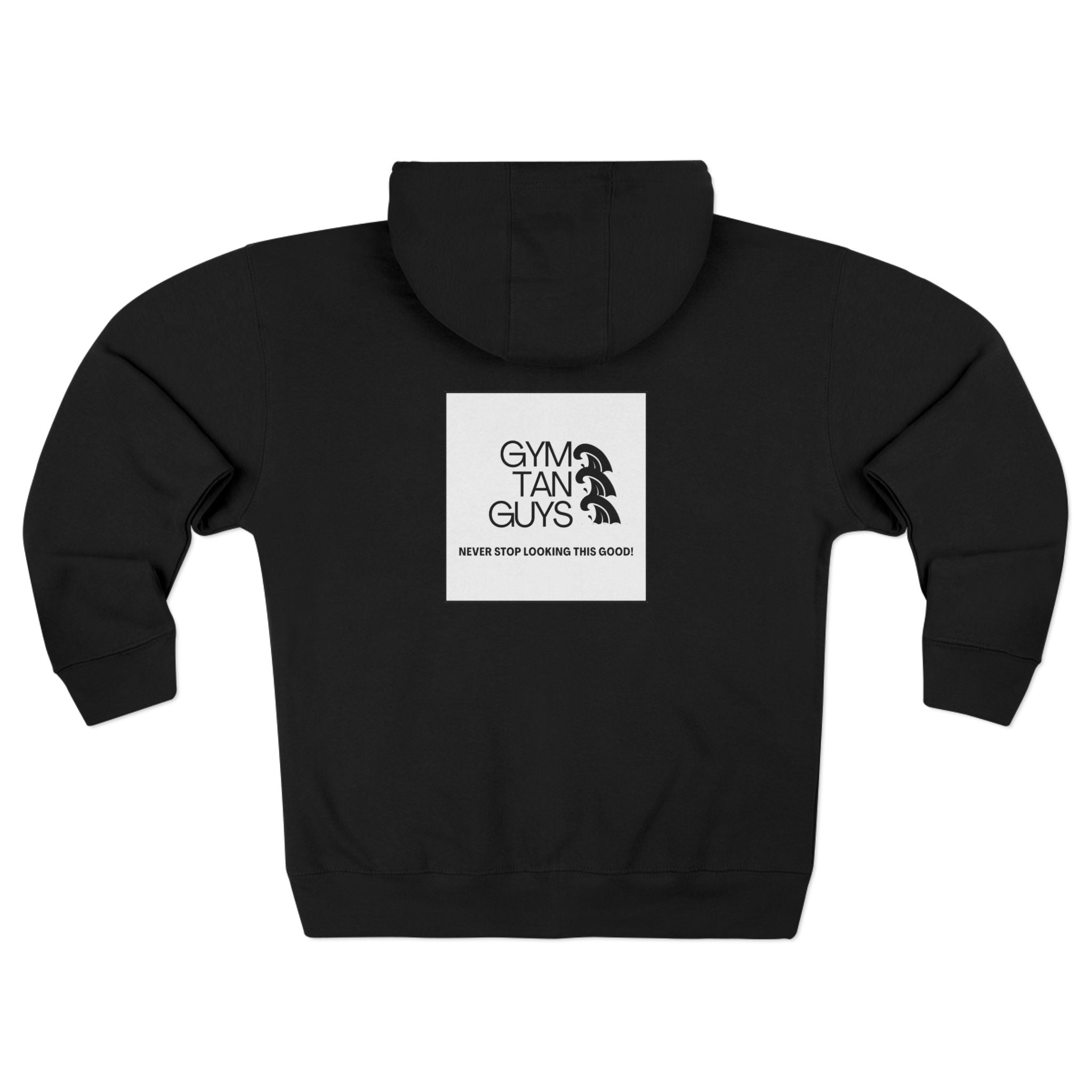 Pulse Fitne55 Gym Tan Zip Hoodie — "Never Stop Looking This Good" logo