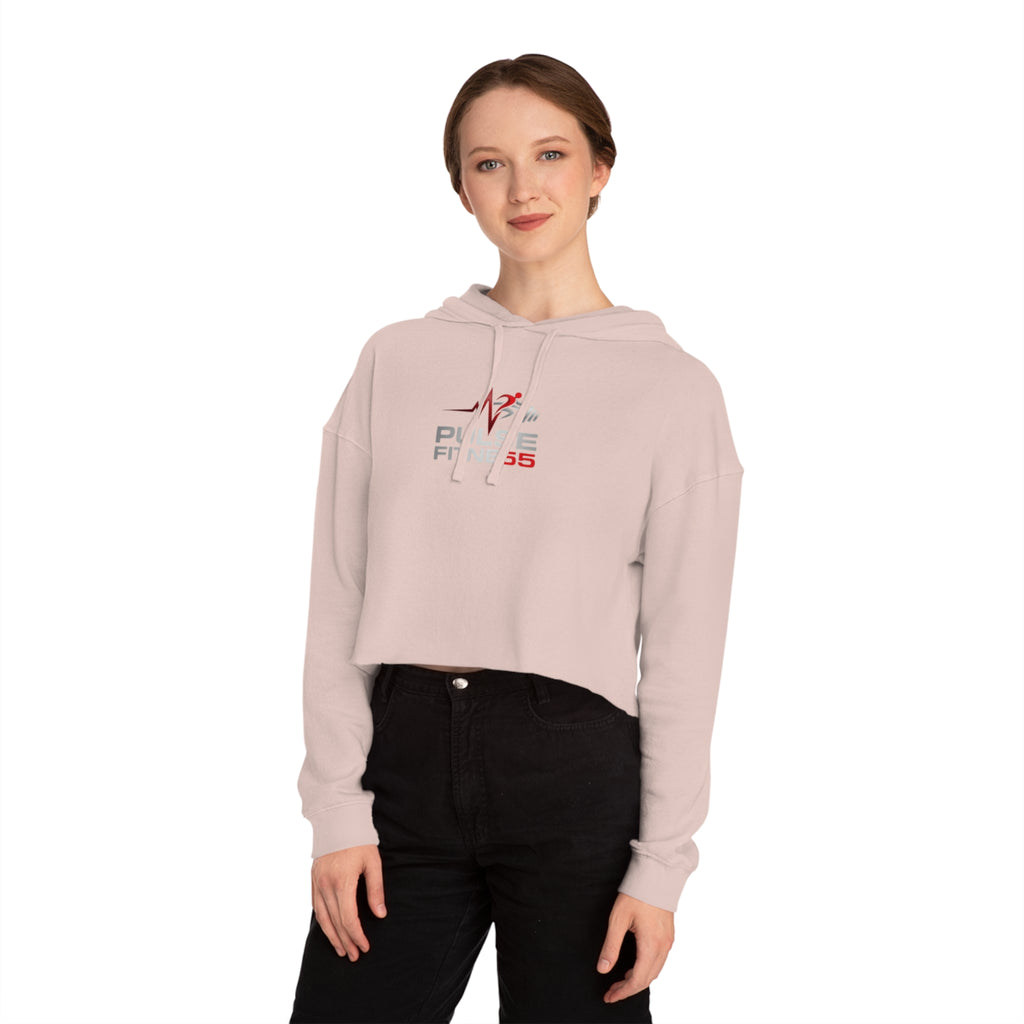 Pulse Fitne55 Women’s Cropped Hoodie — Athletic Logo Crop Top for Gym & Casual Wear