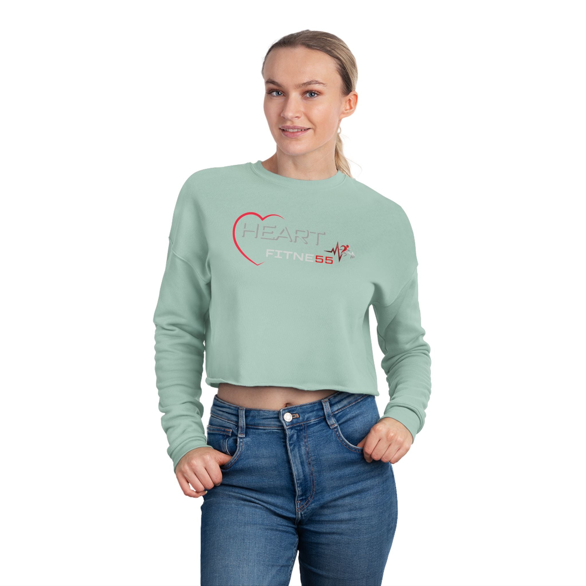 Women's (Heart Fitne55)  Cropped Sweatshirt