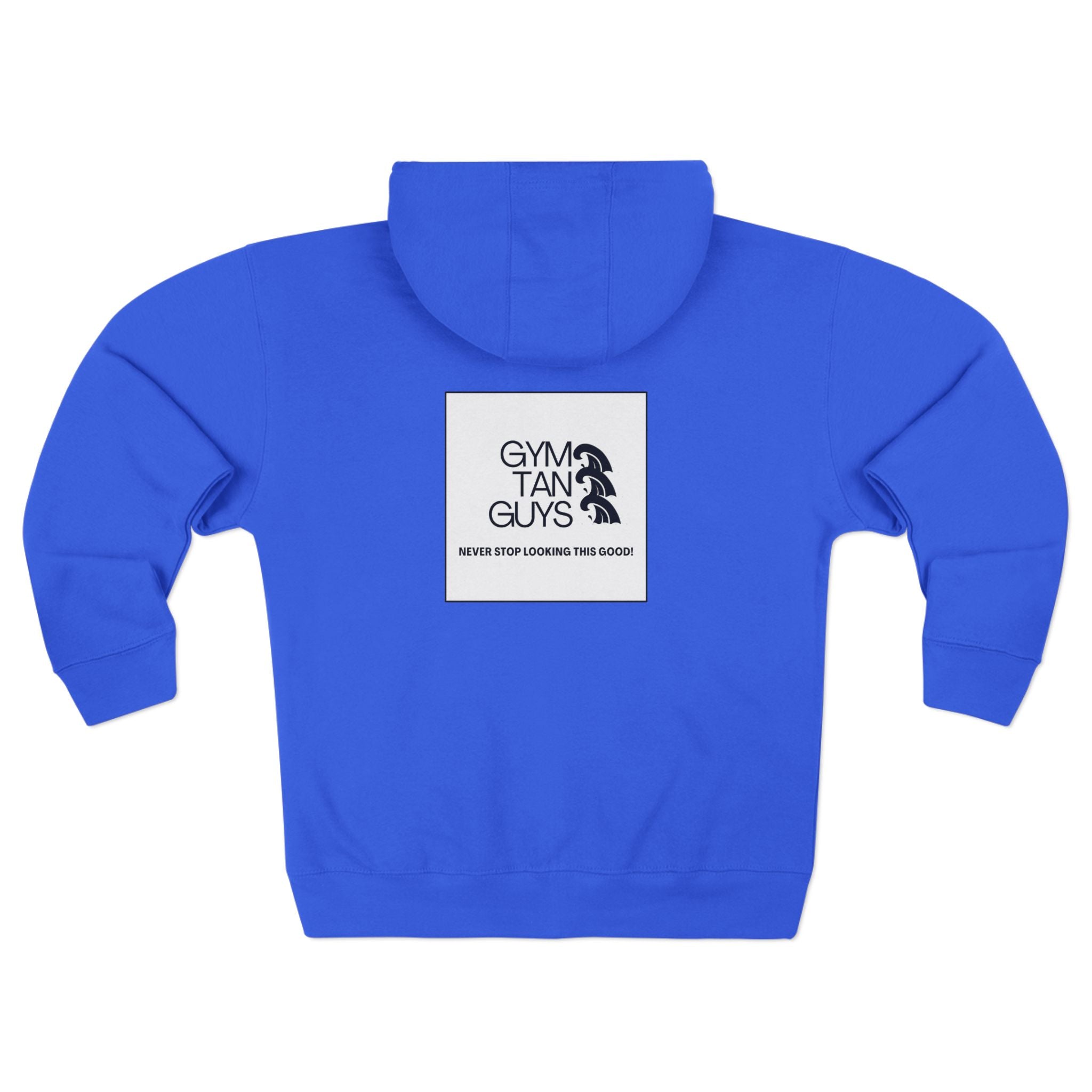 Pulse Fitne55 Gym Tan Zip Hoodie — "Never Stop Looking This Good" logo