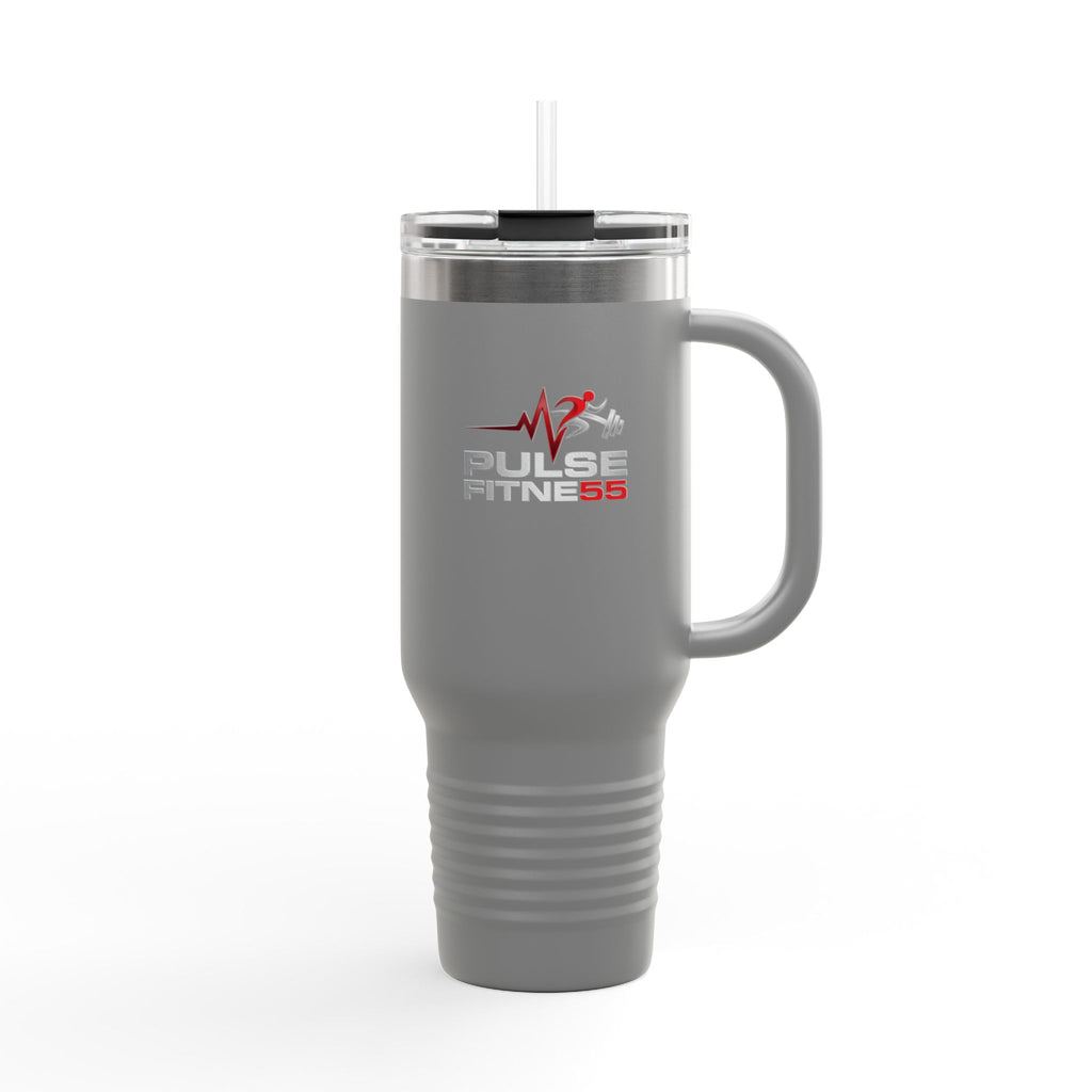 40oz Insulated Travel Mug — Pulse Fitness Logo Stainless Steel Tumbler with Straw