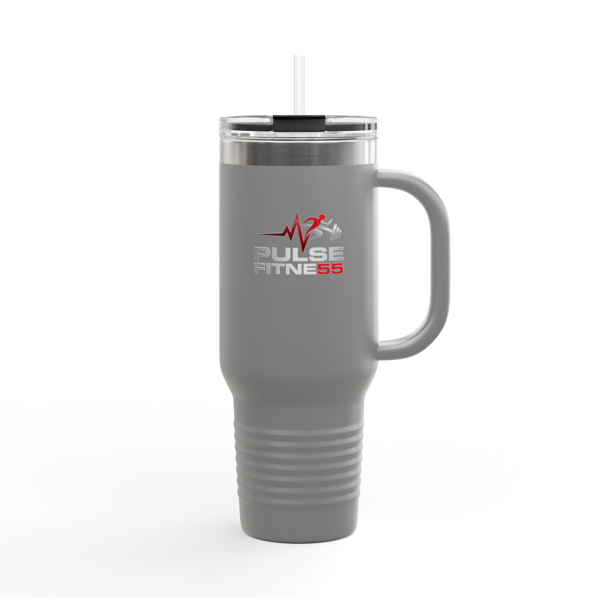 40oz Insulated Travel Mug — Pulse Fitness Logo Stainless Steel Tumbler with Straw