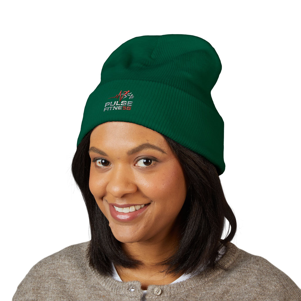 EMT Heartbeat Embroidered Beanie - Classic Cuffed Knit Hat for First Responders