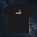 Black t-shirt with Pulse Fitness logo on a white background