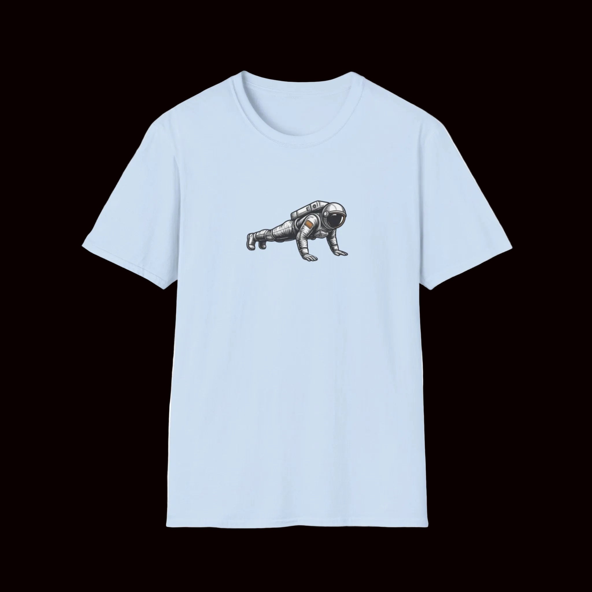 Light blue t-shirt with an astronaut graphic on a white background