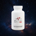 White supplement bottle labeled 'Pulse Fitness 55' on a white background