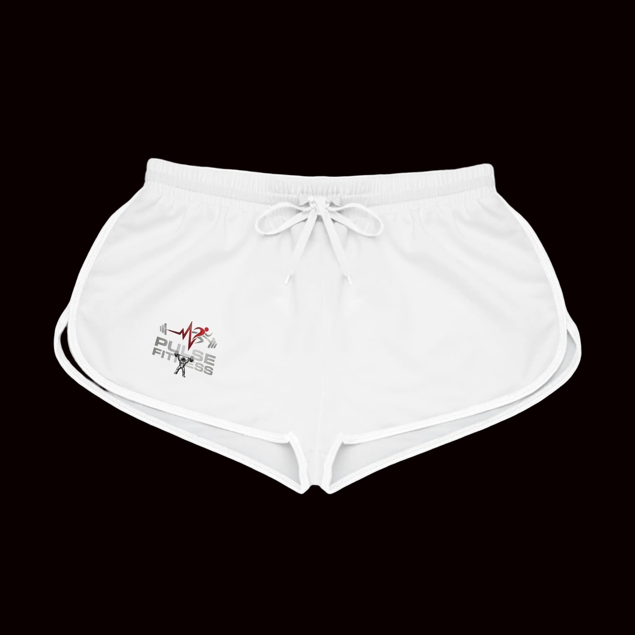 White shorts with a logo on a white background