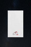 White towel with Pulse Fitness 55 logo on a white background